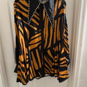 Black and Gold Graphic Embellished Blouse
